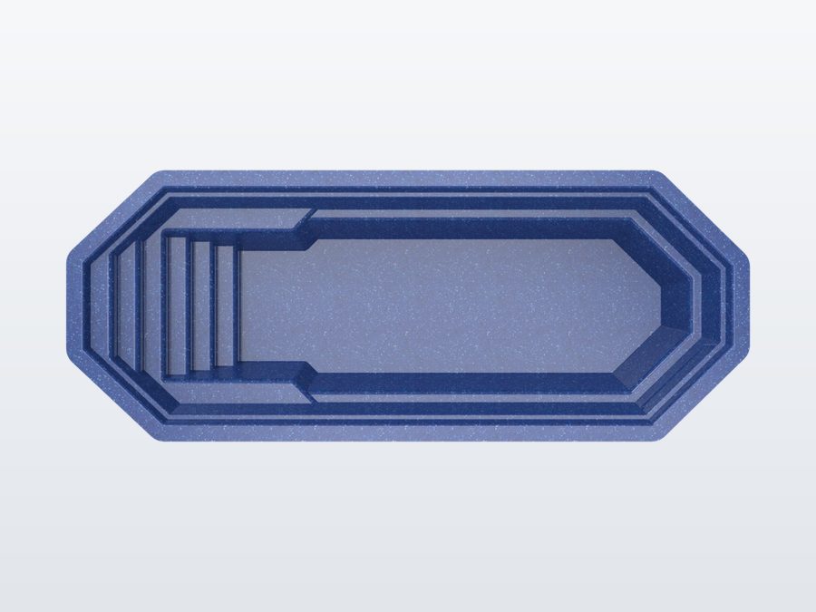 Sunfish 8'x20' fiberglass pool in Ocean Blue - Overhead