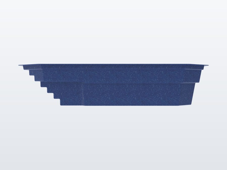 Sunfish 8'x20' fiberglass pool in Ocean Blue - Side profile