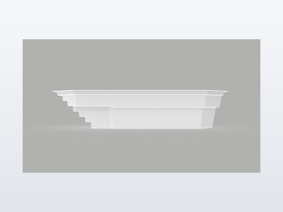Sunfish 8'x20' fiberglass pool in Snow White - Side profile