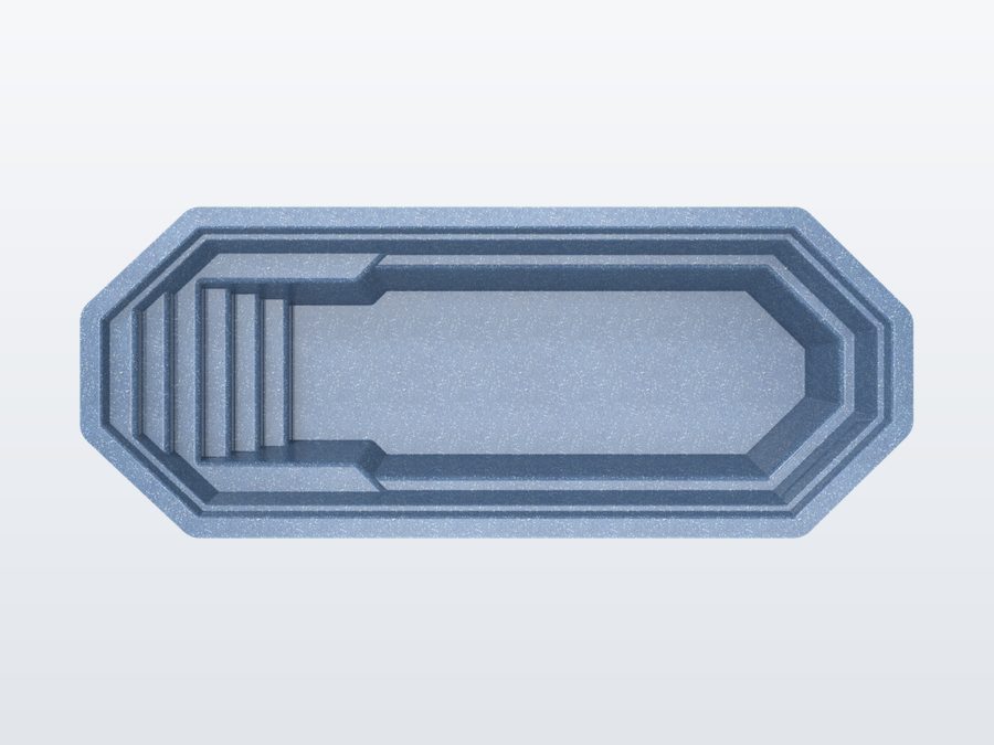 Sunfish 8'x20' fiberglass pool in Steel Grey - Overhead