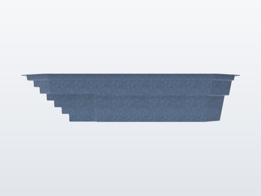Sunfish 8'x20' fiberglass pool in Steel Grey - Side profile