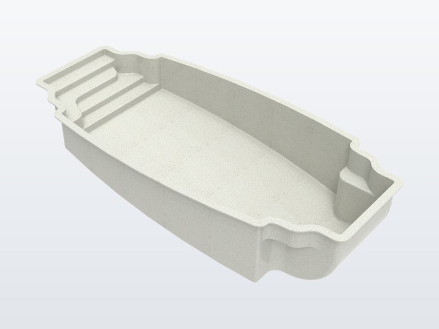 Acapulco 13'x29' fiberglass pool in Arctic White - 3/4 view