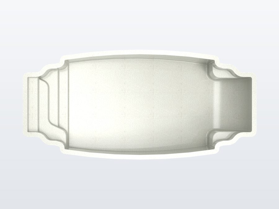 Acapulco 13'x29' fiberglass pool in Arctic White - Overhead