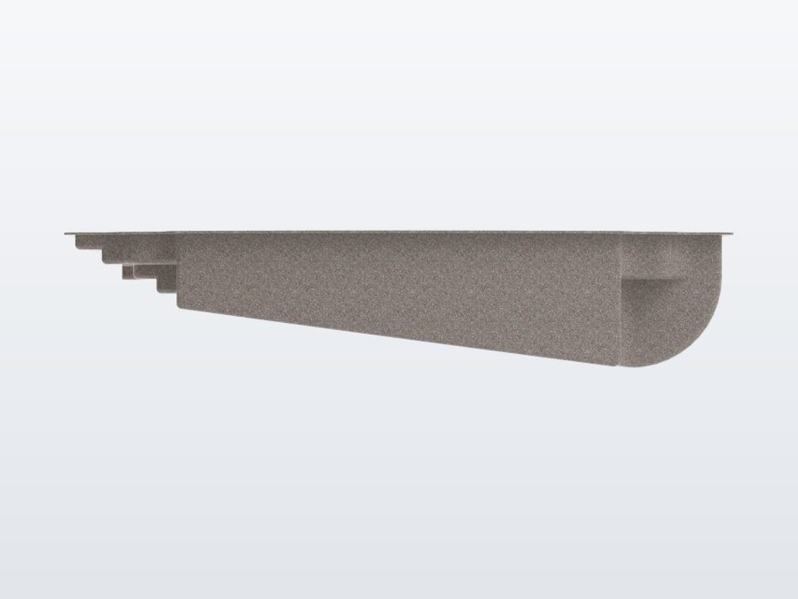 Acapulco 13'x29' fiberglass pool in Coastal Bronze - Side profile
