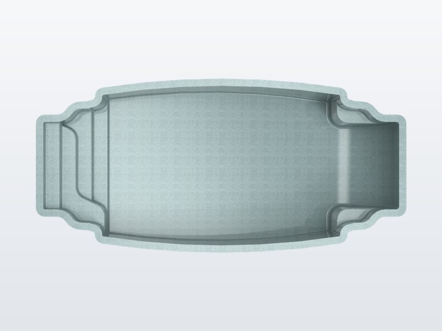 Acapulco 13'x29' fiberglass pool in Glacier Blue - Overhead