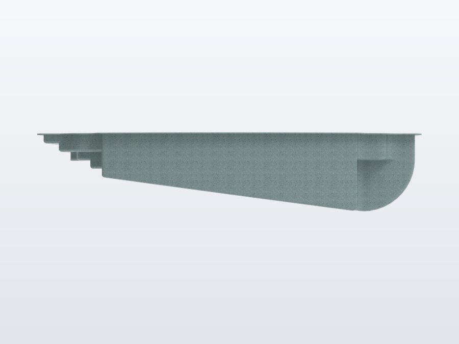 Acapulco 13'x29' fiberglass pool in Glacier Blue - Side profile