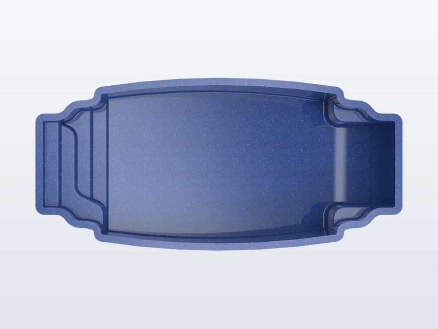 Acapulco 13'x29' fiberglass pool in Ocean Blue - Overhead