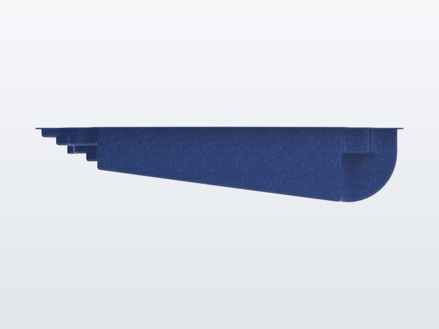 Acapulco 13'x29' fiberglass pool in Ocean Blue - Side profile