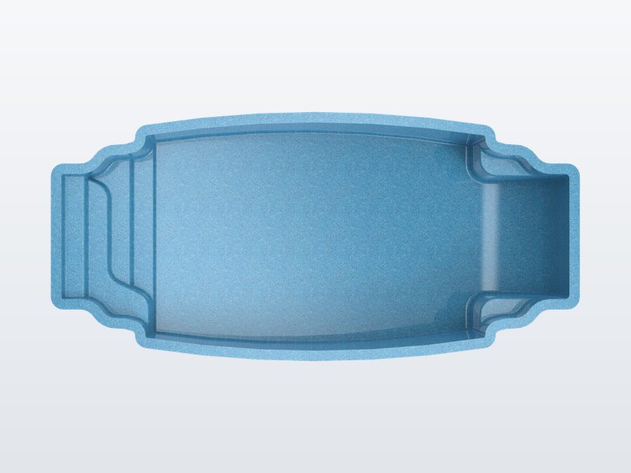 Acapulco 13'x29' fiberglass pool in Sapphire Blue - Overhead
