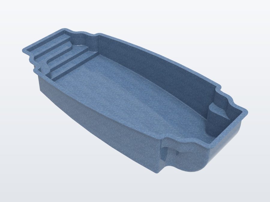 Acapulco 13'x29' fiberglass pool in Steel Grey - 3/4 view
