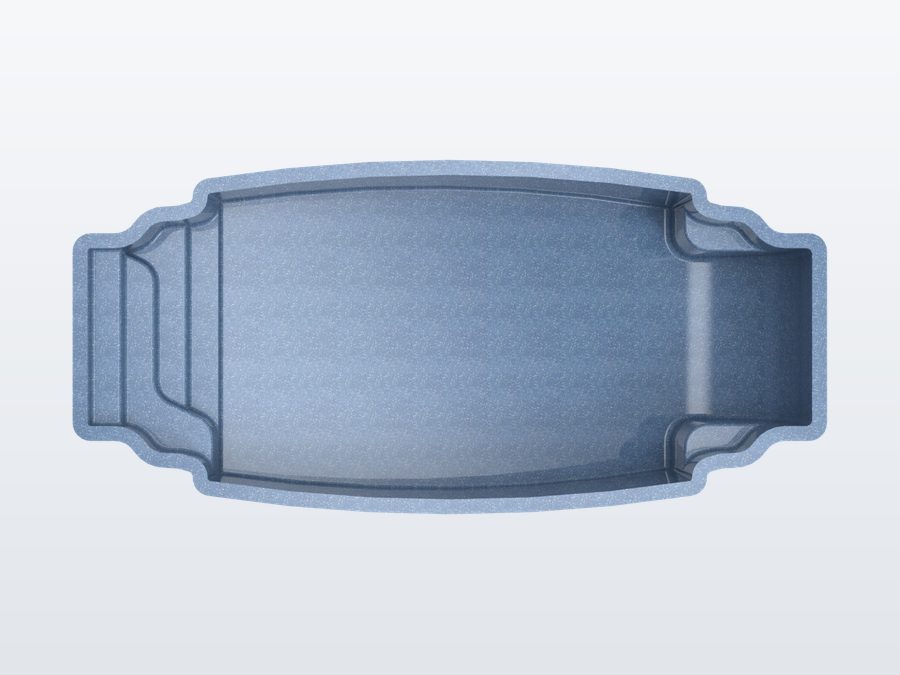 Acapulco 13'x29' fiberglass pool in Steel Grey - Overhead