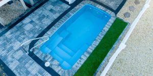 Boston Plunge fiberglass pool by MGK Pools - real installation photo, installed complete by MGK Pools