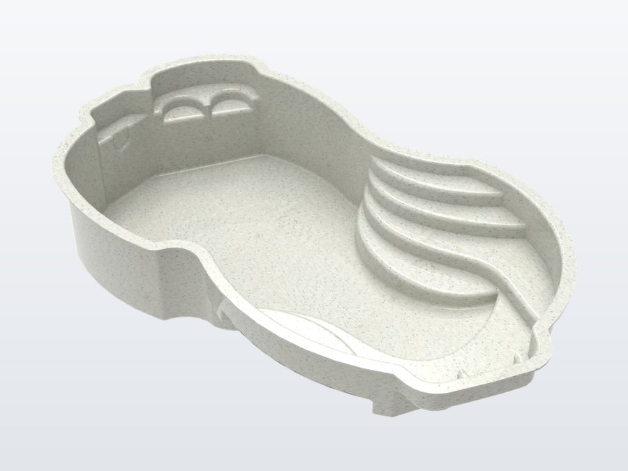 Cancun 12'x25' fiberglass pool in Arctic White - 3/4 view