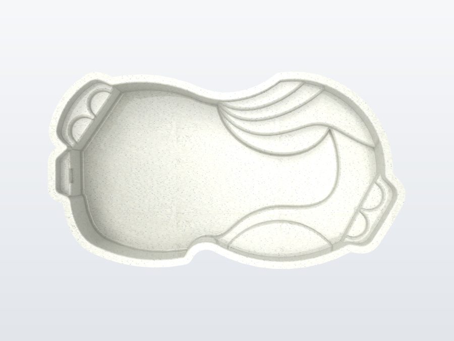 Cancun 12'x25' fiberglass pool in Arctic White - Overhead
