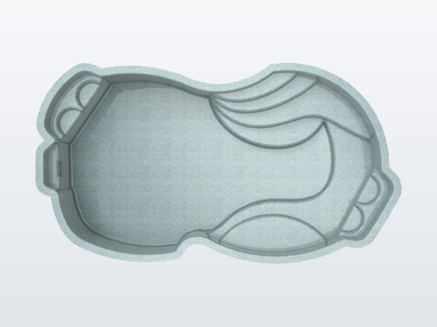 Cancun 12'x25' fiberglass pool in Glacier Blue - Overhead