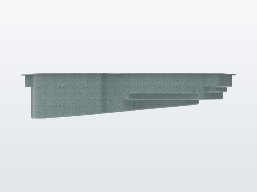 Cancun 12'x25' fiberglass pool in Glacier Blue - Side profile