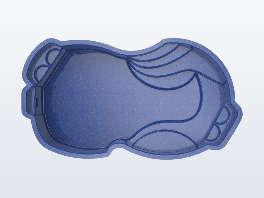 Cancun 12'x25' fiberglass pool in Ocean Blue - Overhead
