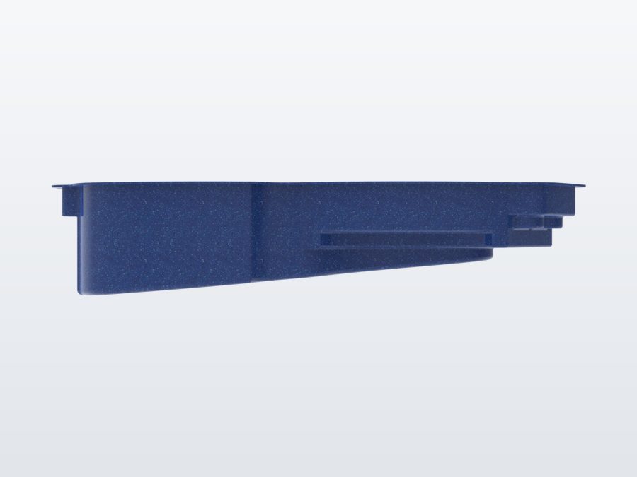 Cancun 12'x25' fiberglass pool in Ocean Blue - Side profile