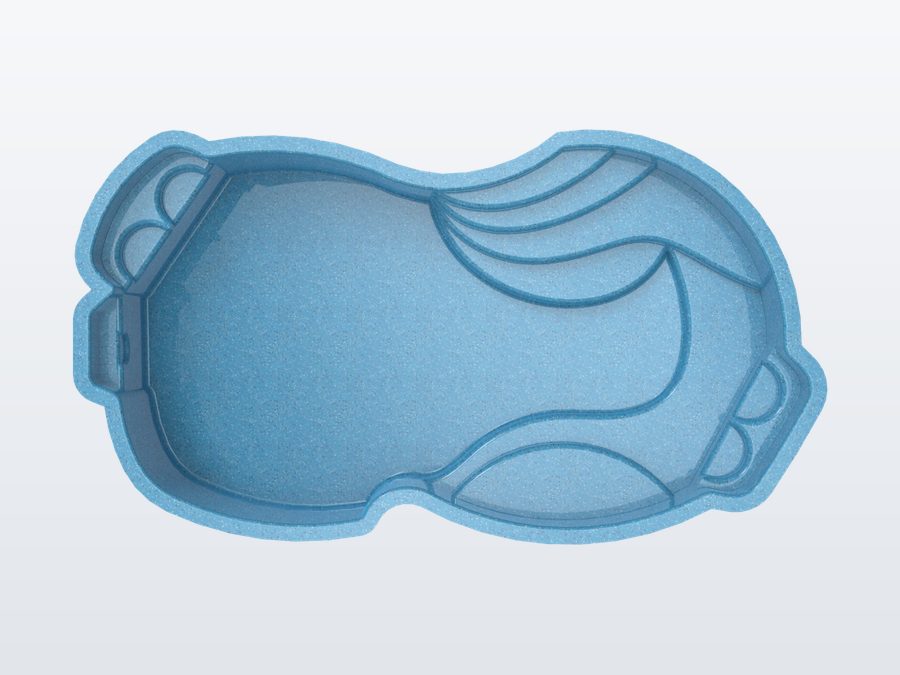 Cancun 12'x25' fiberglass pool in Sapphire Blue - Overhead