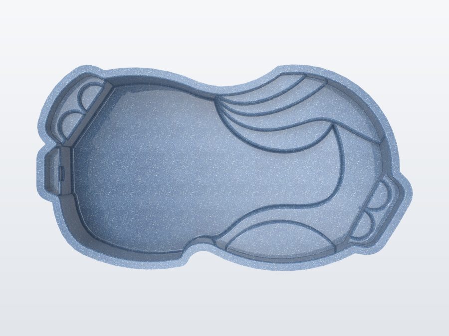 Cancun 12'x25' fiberglass pool in Steel Grey - Overhead