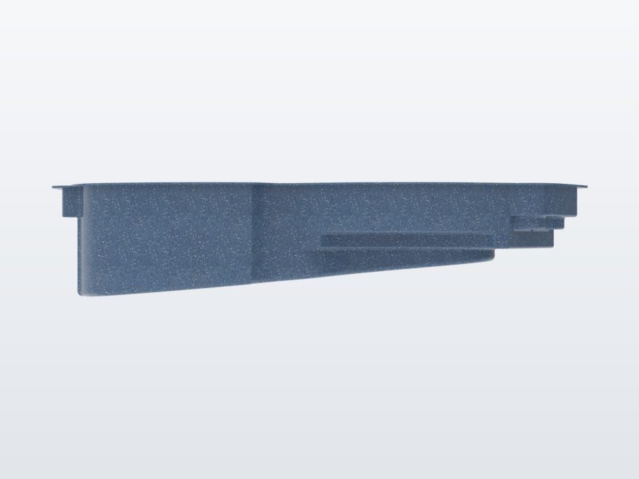 Cancun 12'x25' fiberglass pool in Steel Grey - Side profile
