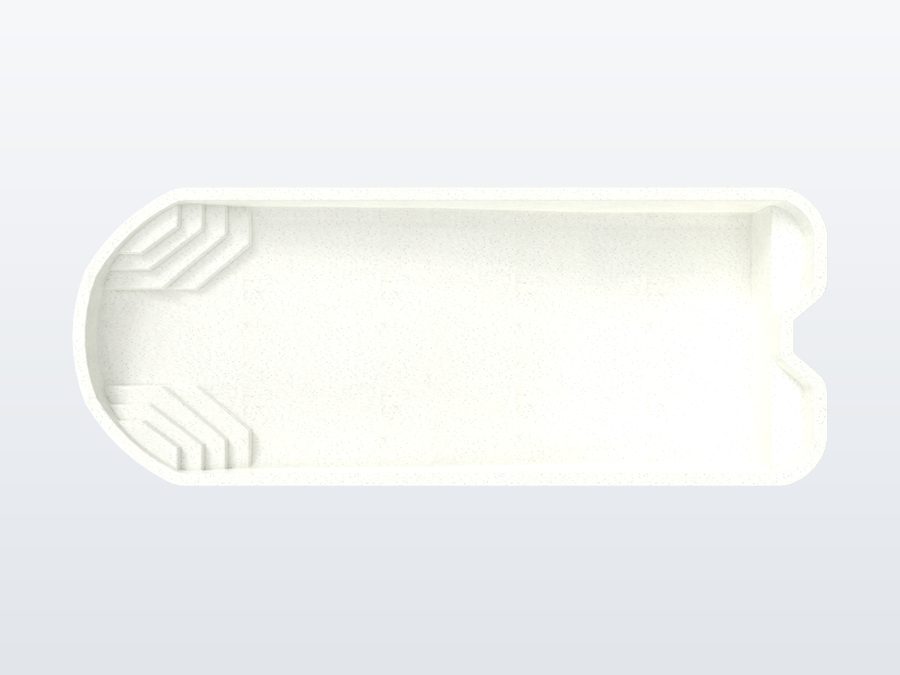 Grand Cayman 16'x42' fiberglass pool in Arctic White - Side profile