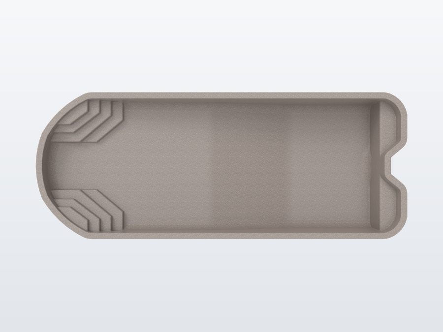 Grand Cayman 16'x42' fiberglass pool in Coastal Bronze - Side profile