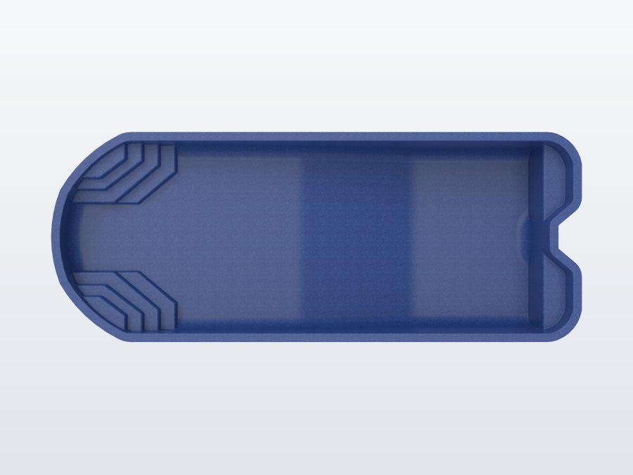 Grand Cayman 16'x42' fiberglass pool in Ocean Blue - Side profile
