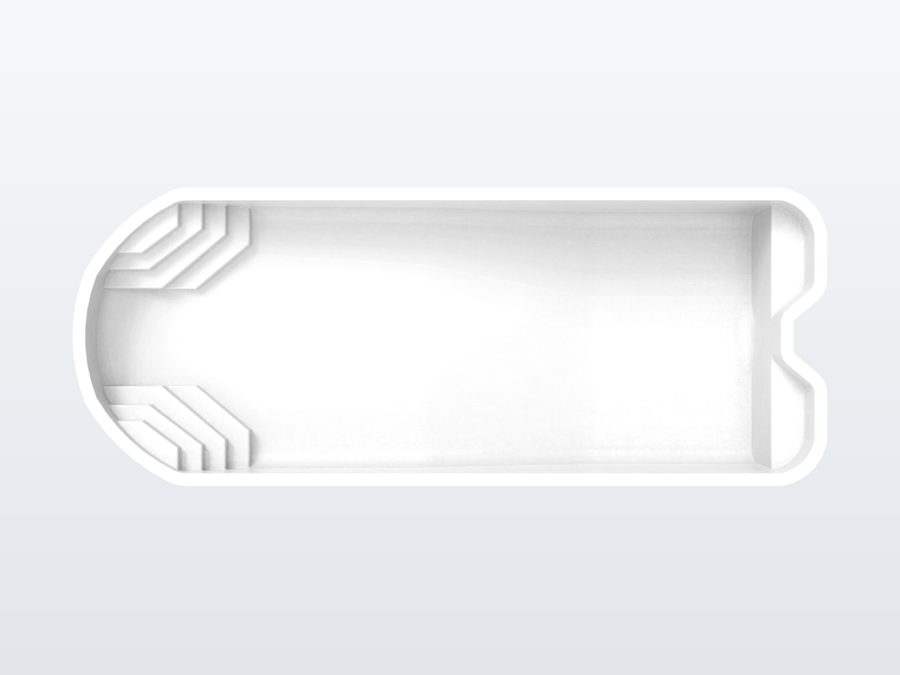 Grand Cayman 16'x42' fiberglass pool in Snow White - Side profile