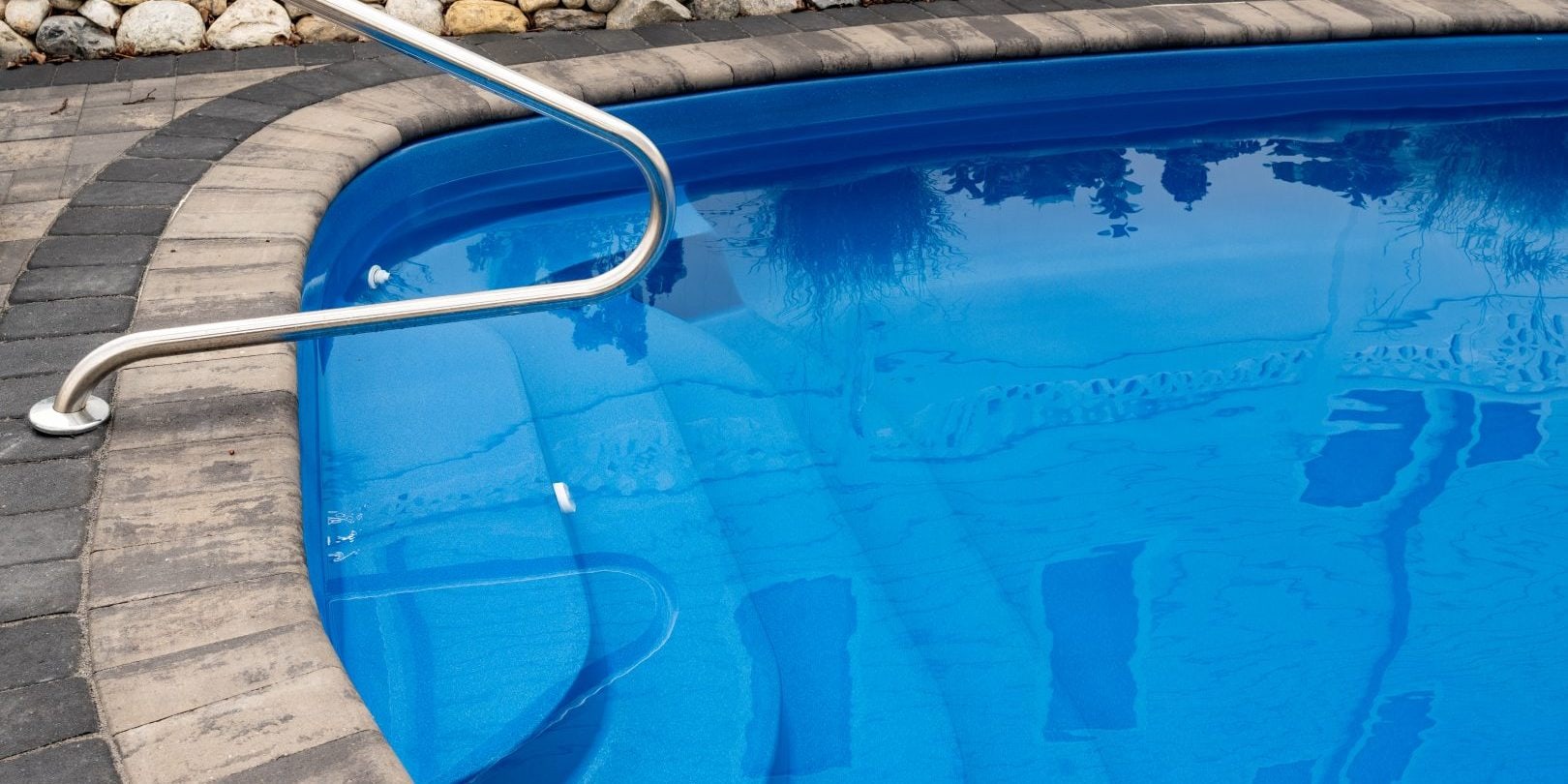 sundial-fiberglass-pool-installed-6 - MGK Pools Inc Sundial fiberglass pool by Glimmerglass - real installation photo, installed complete by MGK Pools