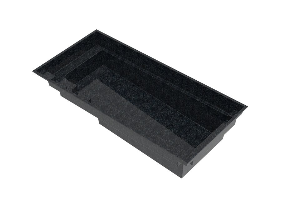 Rindge 10'6"x20' fiberglass pool in Volcanic Black - 3/4 view