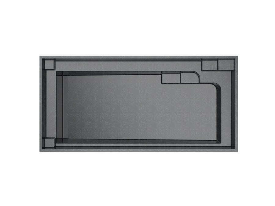 Rindge 10'6"x20' fiberglass pool in Volcanic Black - Overhead