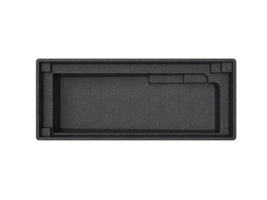 Swimmer 10'2"x26' fiberglass pool in Volcanic Black - Overhead