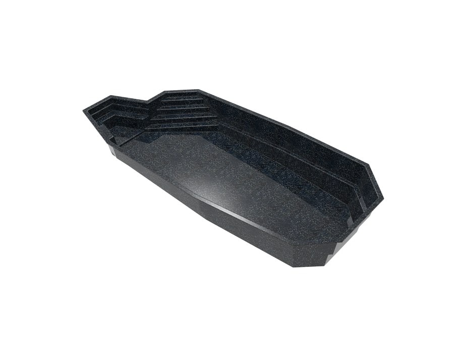 Tewksbury 13'2"x35' fiberglass pool in Volcanic Black - 3/4 view