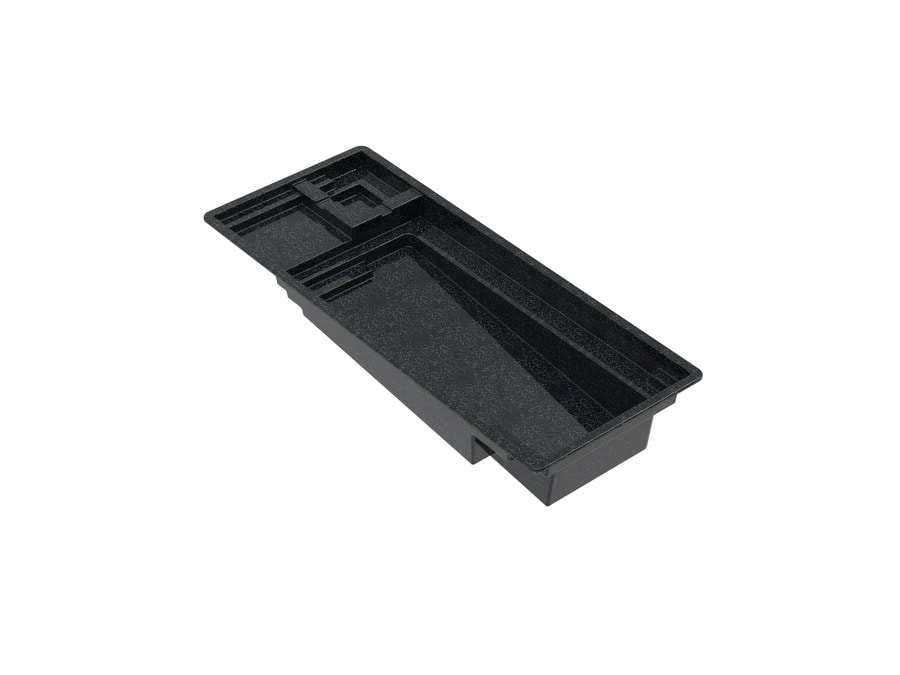 Dracut 15'6"x40' fiberglass pool in Volcanic Black - 3/4 view