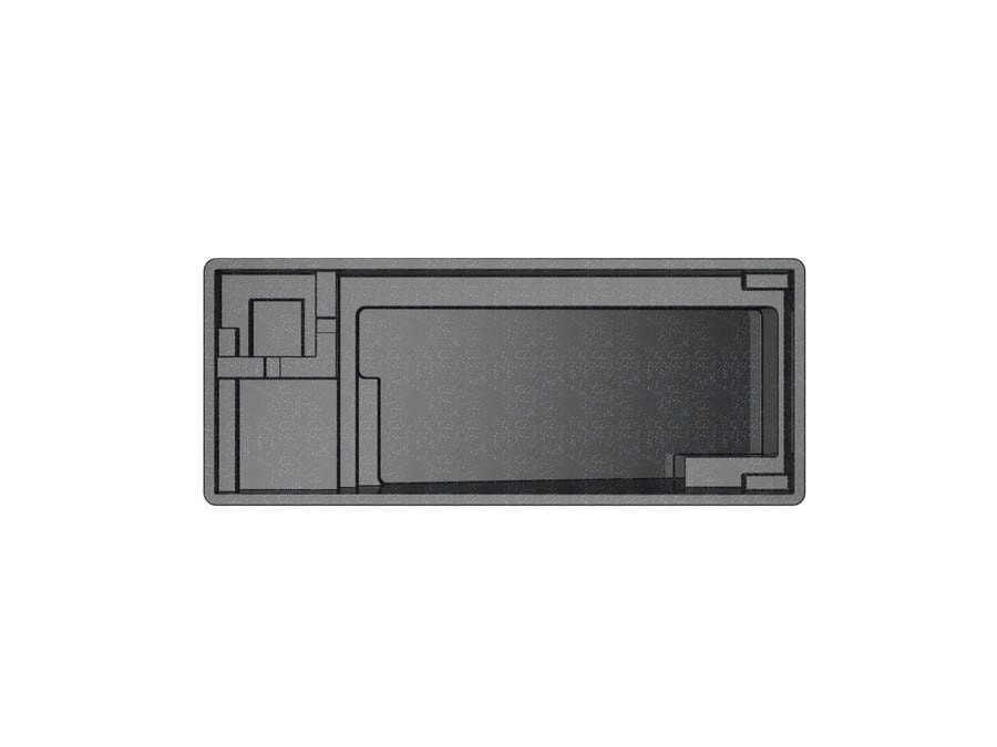 Dracut 15'6"x40' fiberglass pool in Volcanic Black - Overhead